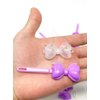 Tara Girls Super Cute Self Hinge Plastic Mulit Design Hair Barrettes Selection. 20pc white clear purple mix bow shape.
