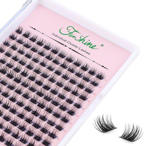 Cluster Lashes Extensions, 144Pcs Individual Lashes Wide Stem D Curl 12mm Length DIY Eyelash Extension Individual Soft False Lashes for Personal Use at Home