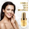 24K Gold Anti Aging Face Serum Moisturizer Enriched with Vitamin C Serum, Hyaluronic Acid, Vitamin E Cream for Day and Night Wrinkle Reduction, Re-Activate Skin Youth (1FL.OZ)