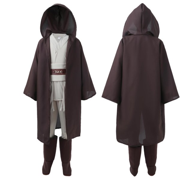 BEICNWOD 5-Piece Set Kids Costume Classic Child's Cosplay Outfit Halloween Costume Set for Boys Girls Hooded Robes Brown Version (S)