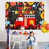 Mocsicka Fireman Birthday Backdrop 7x5ft Fire Truck Happy Birthday Party Decorations Banner Fireman Theme Kids Bday Background Boys Birthday Party Supplies