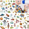 Temporary Tattoo for Kids, Waterproof Body Stickers, 111pcs Fake Tattoos Pattern, Cute Tattoo Decorations, Birthday Party Favor Supplies Decor for Boys Girls Children Toddler Teens 10 Sheets Space