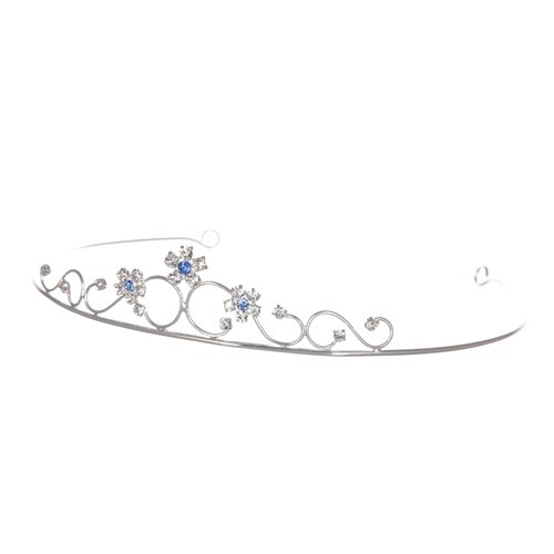 Princess Bridesmaid Flower Girl Rhinestone Crystal Tiara (Blue Crystals Silver Plated) T460