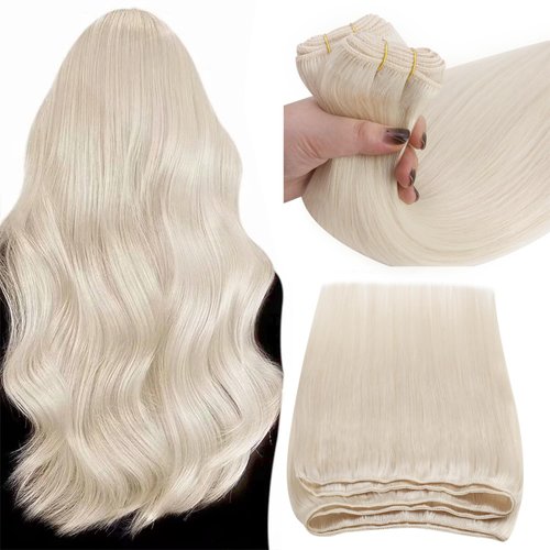 Sunny Weft Hair Extensions Blonde Sew in Human Hair Extensions Platinum Blonde Weft Hair Extensions Real Human Hair Blonde Human Sew in Hair Straight Hair Wefts Human Hair Sew in 14inch 70G