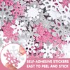 Whaline 400Pcs Glitter Snowflake Foam Stickers Christmas Pink White and Silver Self-Adhesive Snowflake Foam Decals Decorative Xmas Stickers for Christmas Winter Baby Shower Birthday Party DIY Craft