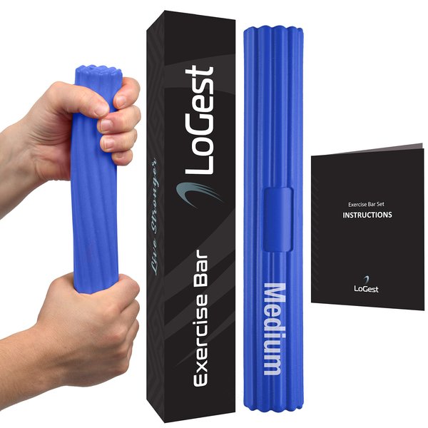 Logest MEDIUM Twist Hand Exerciser Bars - Flexible Bar Strengthener - Tennis Elbow, Golfer's Elbow, Tendonitis, Wrist, Forearms Pain Relief Hand Therapy Bar Wrist and Arm Strengthener Rehab Twist Bar