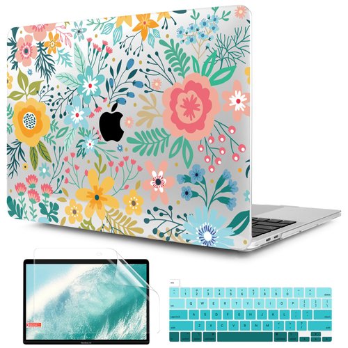 TwoL Compatible with MacBook Pro 13 inch Case 2022 2021 2020, Plastic Hard Shell Case Cover and Keyboard Skin & Screen Protector for MacBook Pro 13 inch A2338 M2/M1 A2289 A2251, Abstract Flower