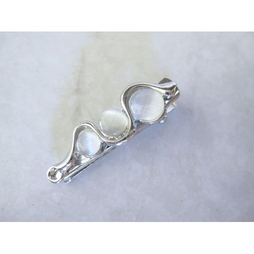 Generic Platinum gray white stone silver metal alligator hair claw clip clamp for fine