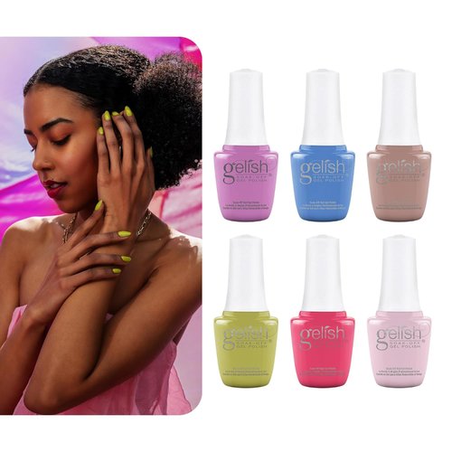 Gelish Mini Up In The Air Summer Collection Value Packs, Gel Nail Color, Summer Gel Polish Collection, 6 Long-Lasting Soak Off Gel Polish 9mL, 6 bottles.