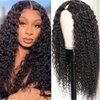 Amznlady Curly V Part Wig Human Hair Brazilian Virgin Human Hair Wigs for Black Women Upgrade U Part Wig Glueless Full Head Clip In Half Wig V Shape Wig No Leave Out 180% Density Natural Color 18 Inch