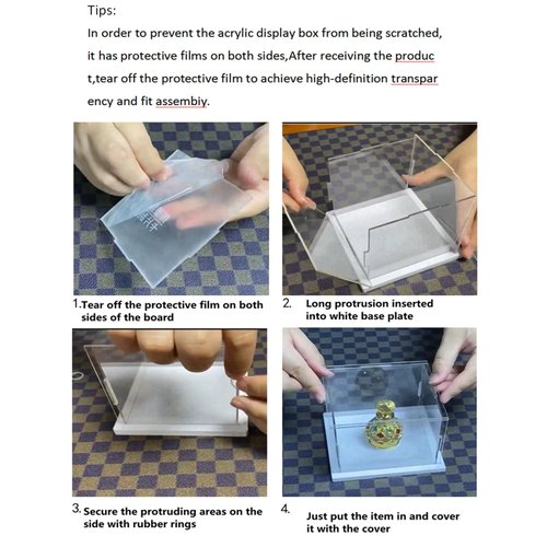 IDAFSA Clear Acrylic Display Case, Assemble Cube Display Box Stand with PVC Material White Base, Dustproof Protection Showcase for Collectibles Memorabilia Figurines (4*4*4inch;10*10*H10cm)