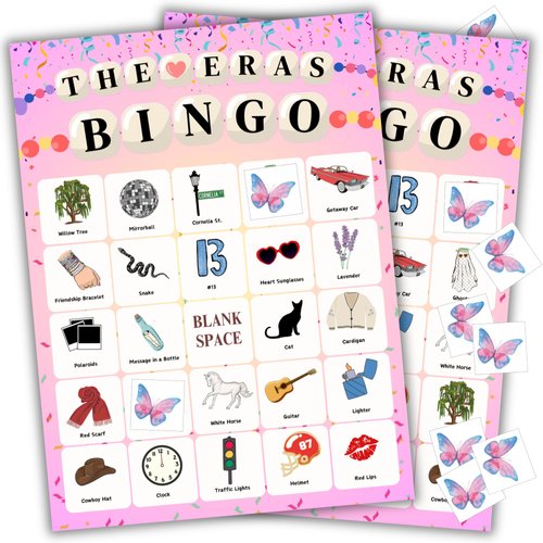 Echoglimmer Bingo Taylor Party Favors | Birthday Games | TS Party Supplies for 24 Players | Taylor Party Favors | Birthday Party Favors Decorations | Party Decor
