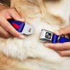 Dog Collar Seatbelt Buckle Merica USA Silhouette Blue White Red 13 to 18 Inches 1.5 Inch Wide