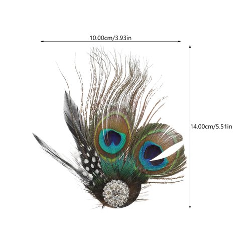 Veemoon 3pcs Butterfly Faux Peacock Feather Hair Clip with Artificial Pearl Rhinestones for Women, Bridal & Wedding Party