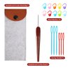 LOOEN Smooth Crochet Hooks with Mertric Numbers and 10 pcs Stitch Markers, 6 pcs Sweing Needles, 1 pc Sandalwood Crochet Hook Bag, Hand Polished Stainless Steel Crochet Hook with Wood Handle(3.0mm)