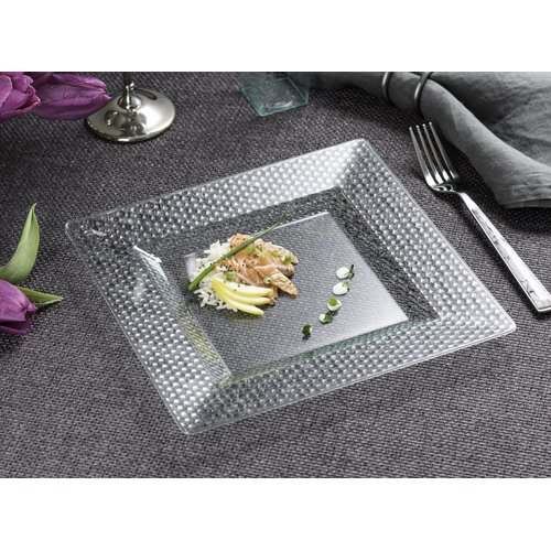 Squarete Hexagons Translucent Green Hard Plastic Elegant Disposable 9'' Inch Dinner Plates 2 Packs Of 10 Per Pack