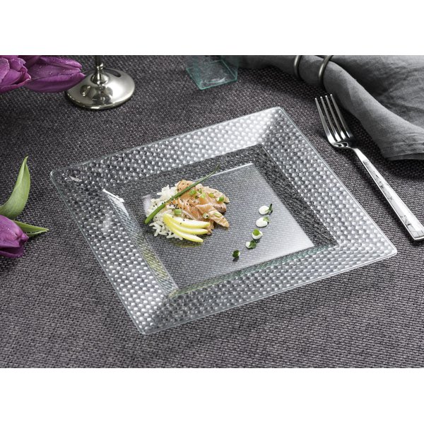 Squarete Hexagons Translucent Green Hard Plastic Elegant Disposable 9'' Inch Dinner Plates 2 Packs Of 10 Per Pack