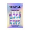 TENPAL Blue Purple Ombre Chrome Press on Nails Medium Square Gel Fake Nails With Glue Acrylic Nails Press ons With Sweet Cool Y2k Style 24pcs/Box Laser Metallic Mirror Glossy False Nails With Designs