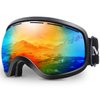 JULI Ski Goggles, Skiing Skating Snowboarding Goggles with Anti-Fog UV Protection M3(Black Frame/15.3% VLT Colorful Len)