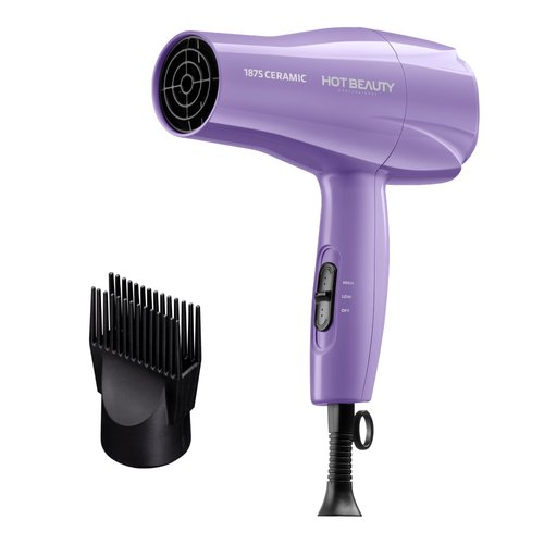 Hot Beauty 1875 Ceramic Hair Dryer, Powerful Fast Drying, Multi-Setting with Comb Attachment, Add...