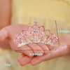 JWICOS Mini Crystal Hair Comb Pink Small Crystal Comb Headband Shiny Rhinestone Comb Headpiece for Girls Princess Birthday Party (Pink)