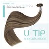 YoungSee Highlight U Tips Hair Extensions Real Hair Extensions Brown with Blonde U Tip Real Hair Extensions Human Hair Brown Keratin Hair Extensions Human Hair Brown UTips Hair Extension 18In 1G/S 50G