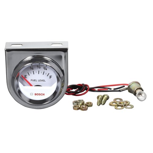 Actron Bosch SP0F000048 Style Line 2" Electrical Fuel Level Gauge (White Dial Face, Chrome Bezel)