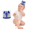 Baby 1st Birthday Crown Hat, Birthday Party Decorations, Kids Party Props Shooting, Party Supplies (Blue Silver)