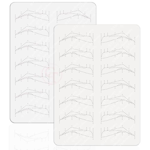 TgoBeauty 7 Pairs Brow Shapes Double Sided Design Eyebrow Spine 6 Nano stroke practice skin Silicone Practice Pad for Permanent Makeup Training (White Skins-4pcs)