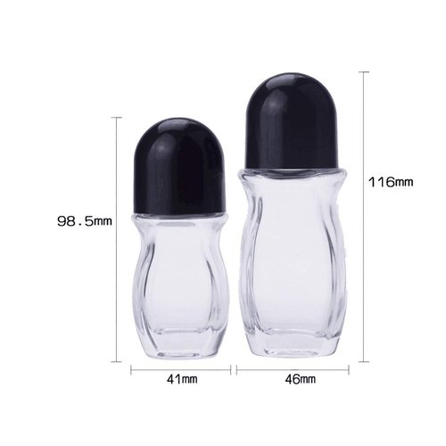 Happyupcity 2 Pcs 50ml 1.69oz Clear Roller Bottle Empty Glass Body with Plastic Roller
