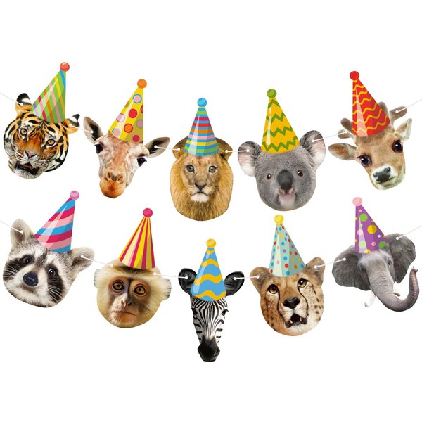Hooqict Safari Animals Happy Birthday Banner Animal Birthday Party Decorations Party Animal Banner Garland Birthday Decorations for Kids Wild Zoo Birthday Party Supplies