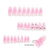 24Pcs Pink Coffin Nails Press on Nails Long Coffin Fake Nails with 3D Heart Pearl Star Nail Charms Design Nail Gems Diamond Pink Acrylic Nails Supply Full Cover False Nails Stick on Nails for Women