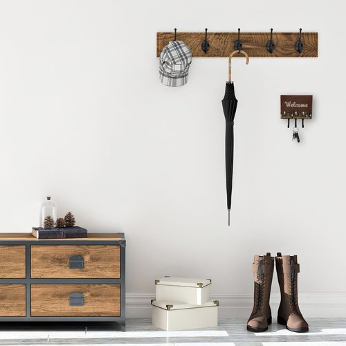 Caroline's Treasures SB3058TH68 Welcome Mat with Cows Leash or Key Holder, Wall Hooks, Key Hooks Holder, Coat Rack Wall Mount, Coat Hooks, Hooks for Hanging Keys, Towels, Aprons, Leashes,