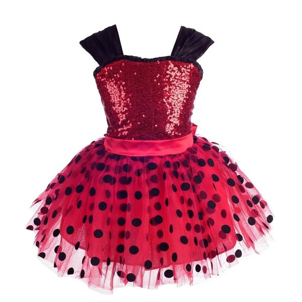 Dressy Daisy Girls Polka Dots Ladybug Costume Tutu Dress Halloween Christmas Fancy Party Dresses Size 6X-8 Red