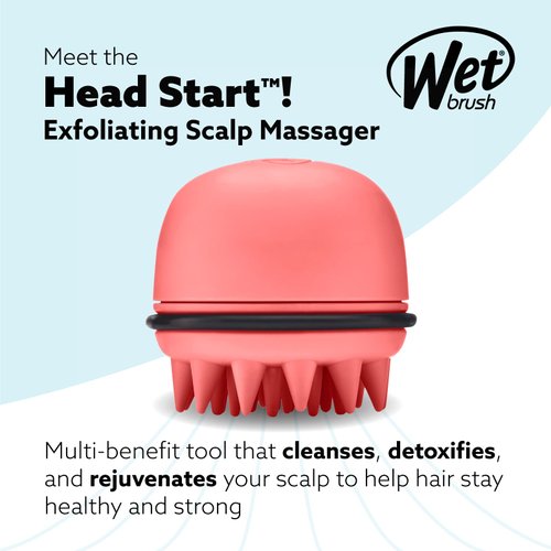 Wet Brush Exfoliating Scalp Massager, Head Start, Coral, Multi-Benefit Brush Cleans, Detoxifies & Rejuvenates Your Hair to Stay Healthy and Strong, Gentle for Sensitive Scalps