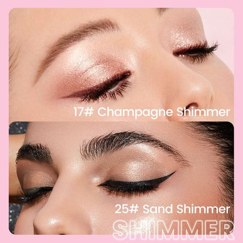 Kaely 2Pcs Cream Eye Shadow Brightener Sticks Set for Eyes Waterproof, Champagne & Sand Shimmer Cream Eyeshadow Applicator Stick Long Lasting Pigmented Eye Makeup sombras en crema para ojos 17+25