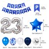 23rd Birthday Party Decoration Blue for Him, Happy Birthday Banner Blue Number 23 Birthday Star Foil Balloons Latex Confetti Balloons for Men Him 23 Years Old Birthday Supplies(23rd)