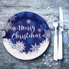 Whaline Christmas Paper Plates White Blue Snowflake Round Disposable Plates 9 Inch Merry Christmas Decorative Tableware for Christmas Winter Holiday Dinner Birthday Party Supplies, 24Pcs