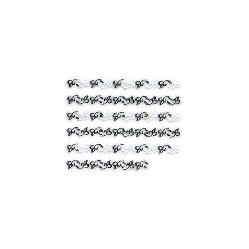 Black & White Floral w/Rhinestone Strip Nail Stickers/Decals