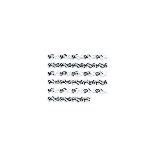 Black & White Floral w/Rhinestone Strip Nail Stickers/Decals