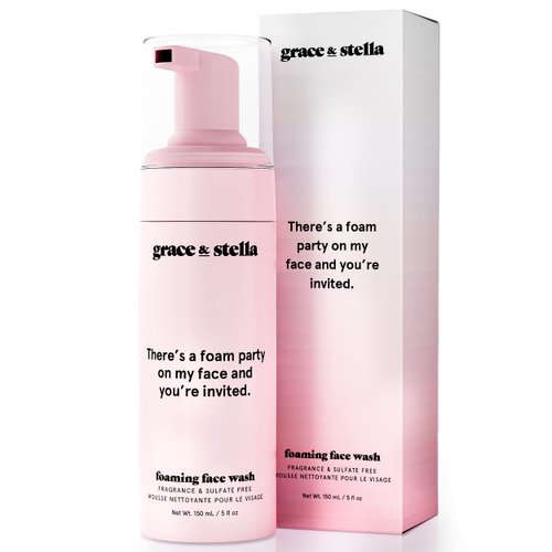 grace &amp; stella Foaming Facial Cleanser (150ml) - Sensitive Skin Face Wash - Vegan - Limpiador Fac...