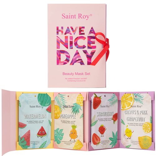 Fathers Day Mothers DayFace Masks Skincare，8 Sheet Beauty Face Mask with 4 Fruit Flavors - Deep Moisturizing & Hydrating Mask for All Skin Types