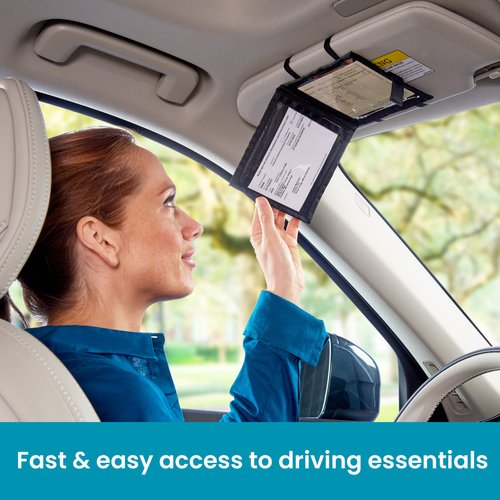 High Road Car Registration and Insurance Card Holder for Sun Visor, Glove Box or Console with 2 Clear Hidden Car Document Pockets