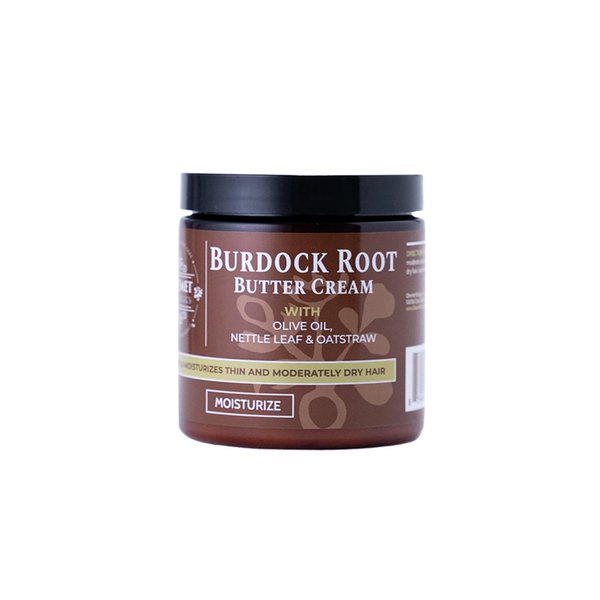 Qhemet Biologics Burdock Root Butter Cream - Leave-In Moisturizer for Low Porosity Hair - Helps Soften and Smooth Dry, Brittle Edges - Conditioning Botanicals to Nourish Scalp (8.5 oz)