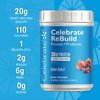 Celebrate Vitamins Rebuild Whey Isolate Protein Powder with Probiotic and Prebiotic, 20g Protein, Gluten Free, Berry Burst,15 Servings