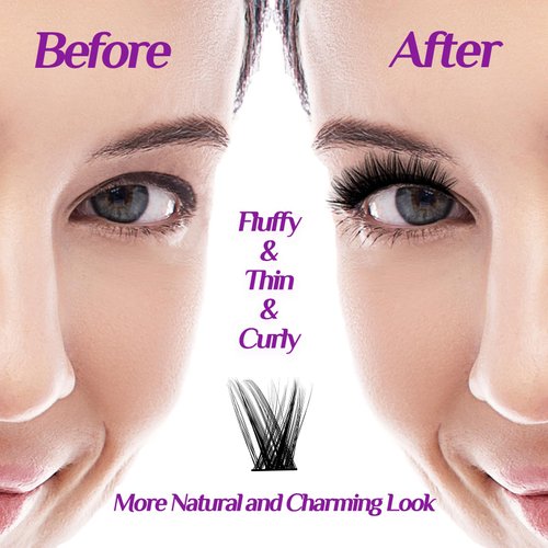 Lash Clusters DIY Eyelash Extension: Mega Volume C D Curl Individual Lashes 192PCS - Eyelash Clusters Extensions Wispy Natural Look False Lashes Cluster Fake DIY at Home 9-16mm RW03 by Risute