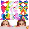 9Pcs Rainbow Hair Clips Gay Pride Day Grosgrain Ribbon Bow Hair Pins Multi-color Candy Bow-knot Hair Barrettes Shinny Hair Accessories for Women Girls Wedding LGBTQ Parade Party Headpiece