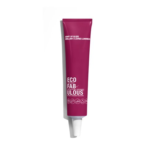 ECOFABULOUS Dewy Lip Gloss - Enriched with Squalane and Jojoba Esters, Nourishes and Conditions Lips, Clean + Recyclable + Vegan, 15 mL/ 0.5 Fl Oz - Wave Hello (Deep Violet Berry)
