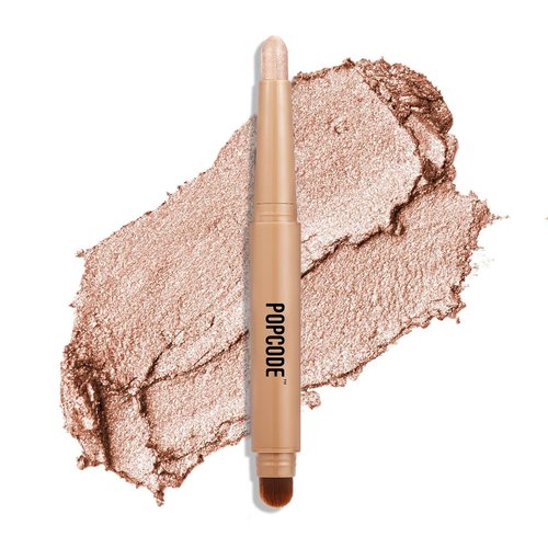popcode Neutral and Brown Metallic Eyeshadow Stick Pencil Crayon,Champagne Shimmer Cream Eye Brightener Stick Highlighter Makeup,Pro Waterproof & Long Lasting (004 Champagne Satin)