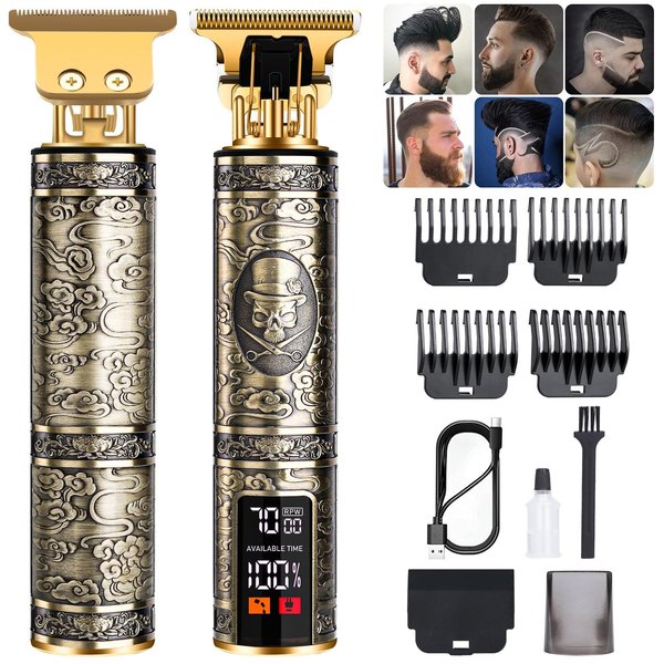 candyfouse Beard Trimmer for Men, Professional Hair Trimmer Hair Clippers for Men, Cordless Rechargeable with LCD Display, Approaching Zero Gapped Cutting Grooming Kit